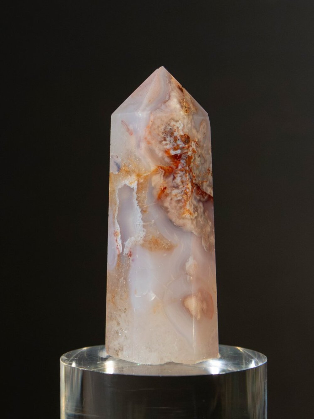 Flower Agate Crystal Tower Point Obelisk 2.5”